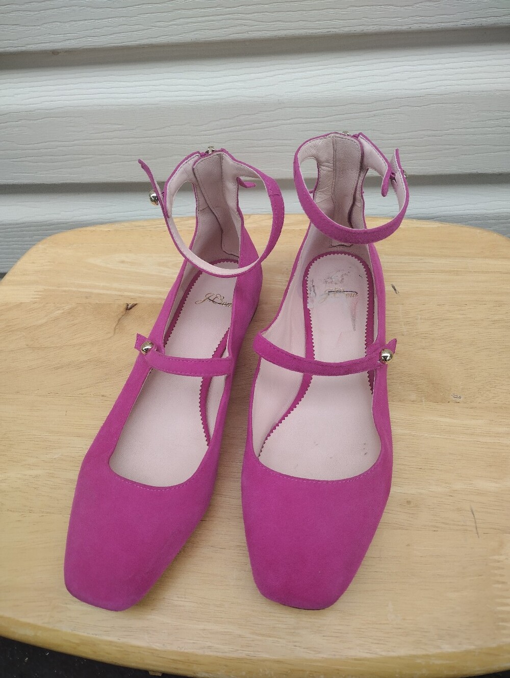 J.Crew $168 Poppy Two-Strap Ballet Flats in Suede Sz 9 crisp begonia Pink K0080